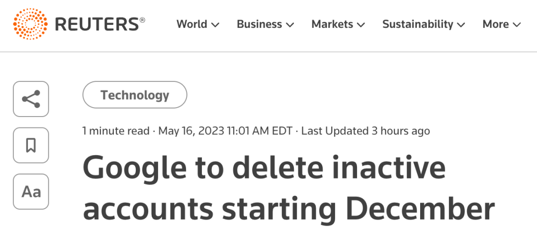 注意！谷歌开始删除账户！