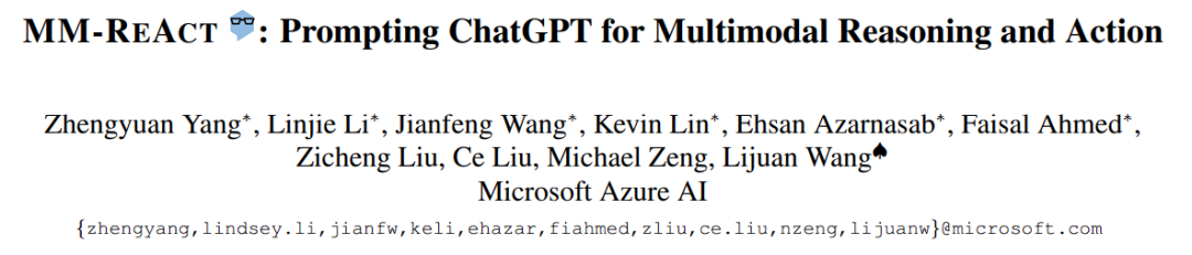 MM-REACT：面向多模态推理与行动的 ChatGPT 提示式交互